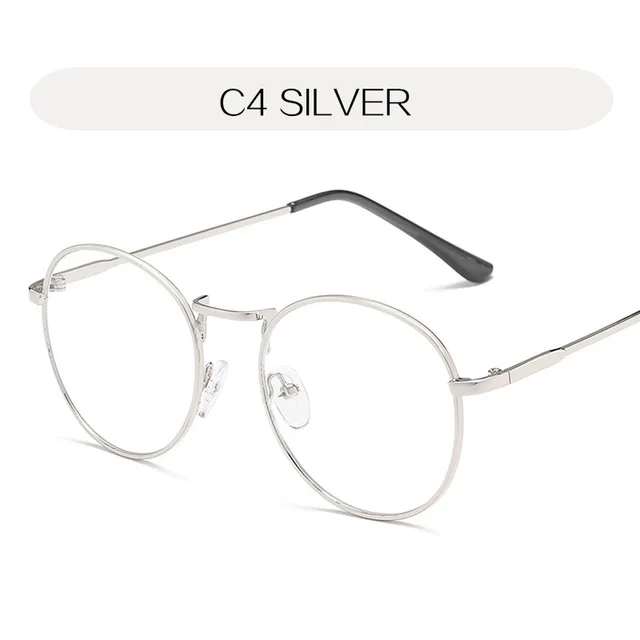 YOOSKE прозрачные оптические круглые очки, оправа для женщин и мужчин, ретро очки, оправы, прозрачные линзы, очки, черные, серебристые, Золотые очки - Цвет оправы: silver