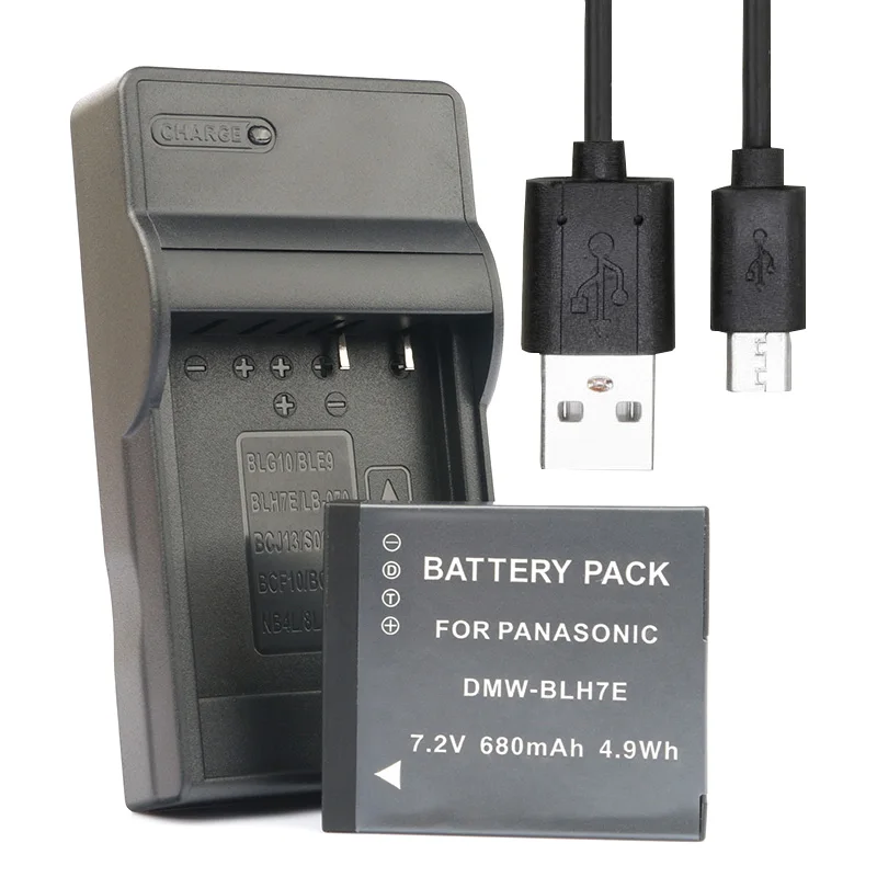 Charger and 1Battery LANFULANG DMW-BLH7E Камера Батарея для цифрового фотоаппарата Panasonic DMC-LX15 DC-GF9 DC-GF10 DC-GF90 DC-GX800 DC-GX850 DMW-BLH7PP - Цвет: Charger and 1Battery