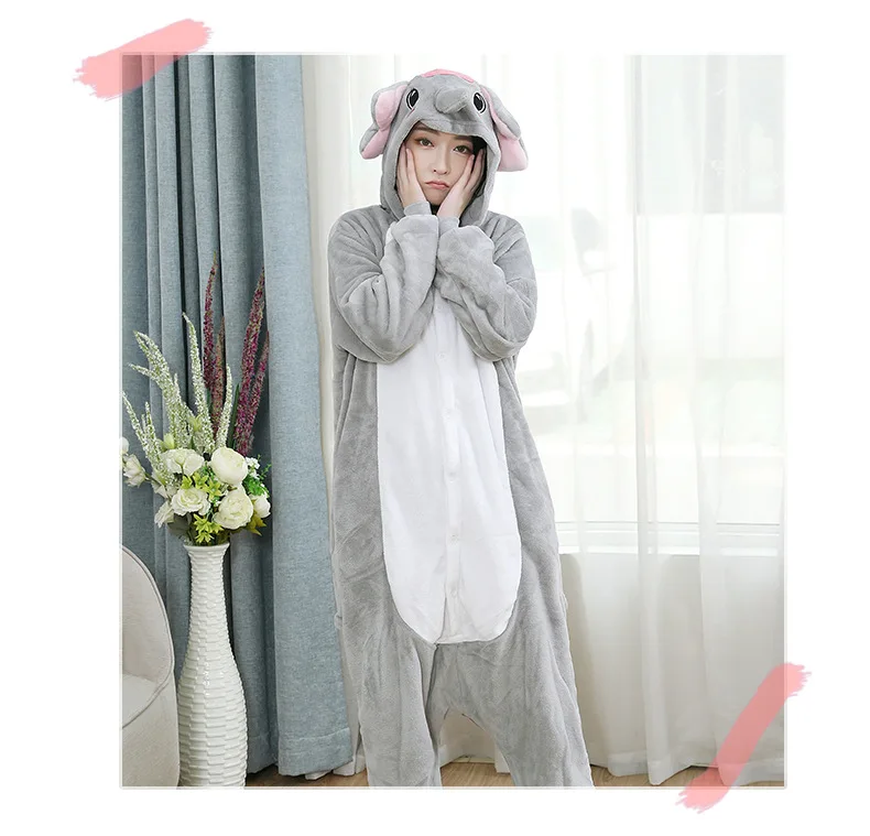 Шампанское Kigurumi костюмы-Комбинезоны С Рисунком Слона для мужчин и wo для мужчин; милые пижамы с капюшоном в виде животных; костюм для косплея с длинными рукавами для любителей синих акул - Цвет: Шампанское