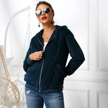 

New Fashion Women Fleece Jackets Tops Winter Warm Hooded Fluffy Overcoat Ladies Zipper Autumn Short Coat Dropship Ropa Mujer