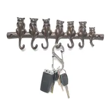 Деревенский 7 кошек железный ключ стойки с 7 крючками для вешания пальто шляпа Сумка домашний декор для крыльца