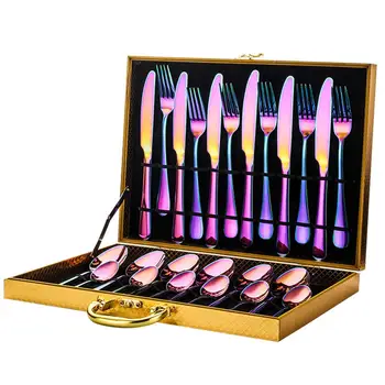 

24 Pcs/Set Dinnerware Set Stainless Steel Dinner Cutter Fork Spoon Cutlery Set