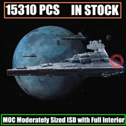 Новинка 15310 шт MOC-9018 имперский Звездный Разрушитель среднего размера ISD Полный Интерьер Звездные войны строительные блоки кирпичи игрушки