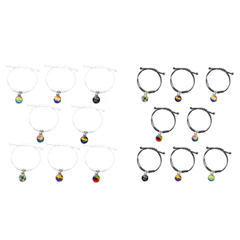 

8Pcs /Set LGBT Leather Bracelet Gay Pride 20mm Glass Cabochon Gay Pride Rainbow Flag Photo Bangle Jewelry For Women Men Gift