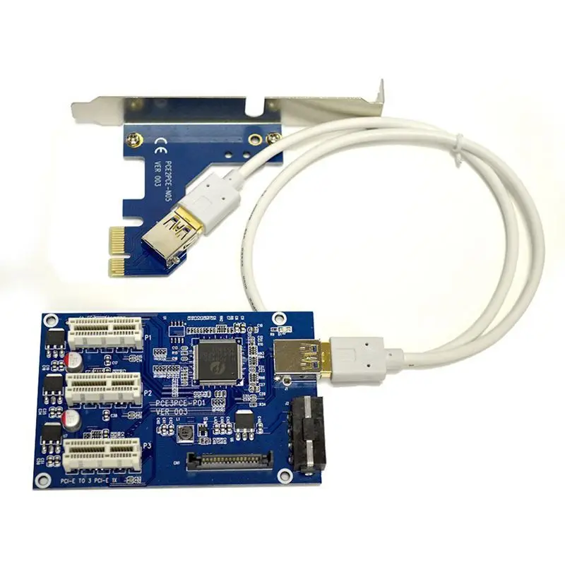 PCI-E 1X1-3 порта 1X переключатель мультипликатор расширитель концентратор Riser плата расширения+ USB кабель