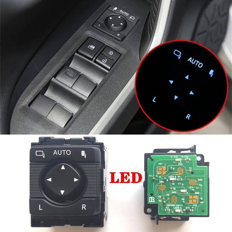 Rearview Mirror Folding Switch with led For Toyota rav4 Crown Lexus