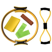 Набор оборудования для йоги, 5 шт., кольцо для пилатеса, для йоги, хлопковый ремешок, сопротивление, петля, группа, рисунок, 8, эластичная лента для упражнений, растягивающийся ремень