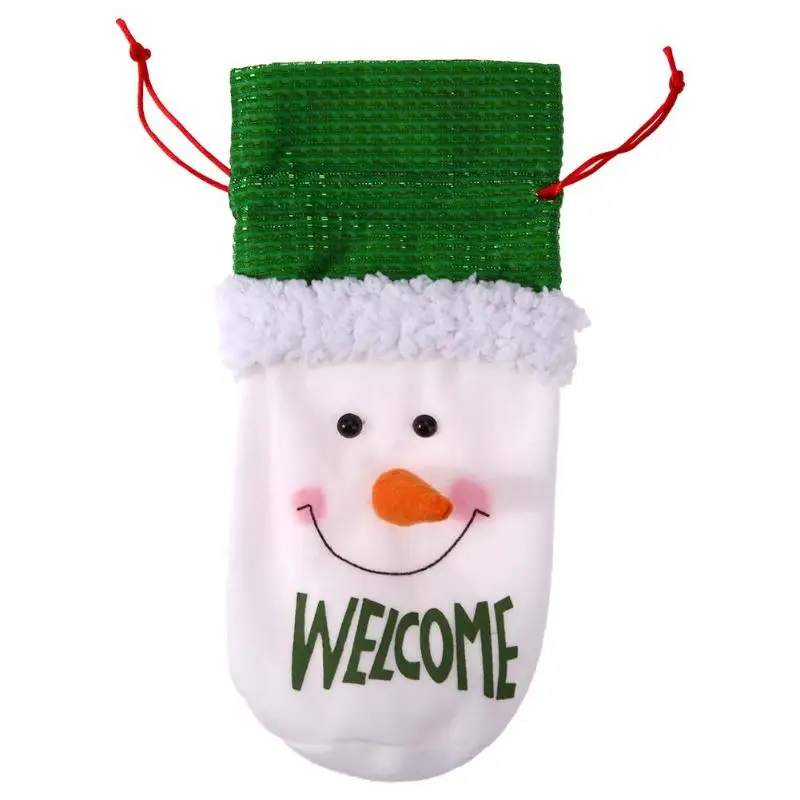 Festive Plush Snowmen Wine Bottle Cover Bag Banquet Christmas - Цвет: Show