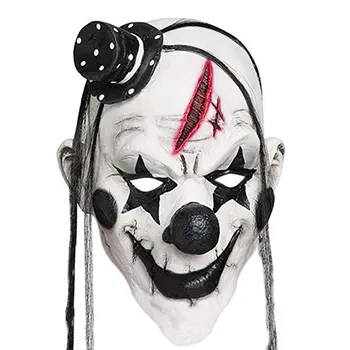 

Faroot Deluxe Horrible Scary Clown Mask Adult Men Latex White Hair Halloween Clown Evil Killer Demon Clown Mask dropshipping