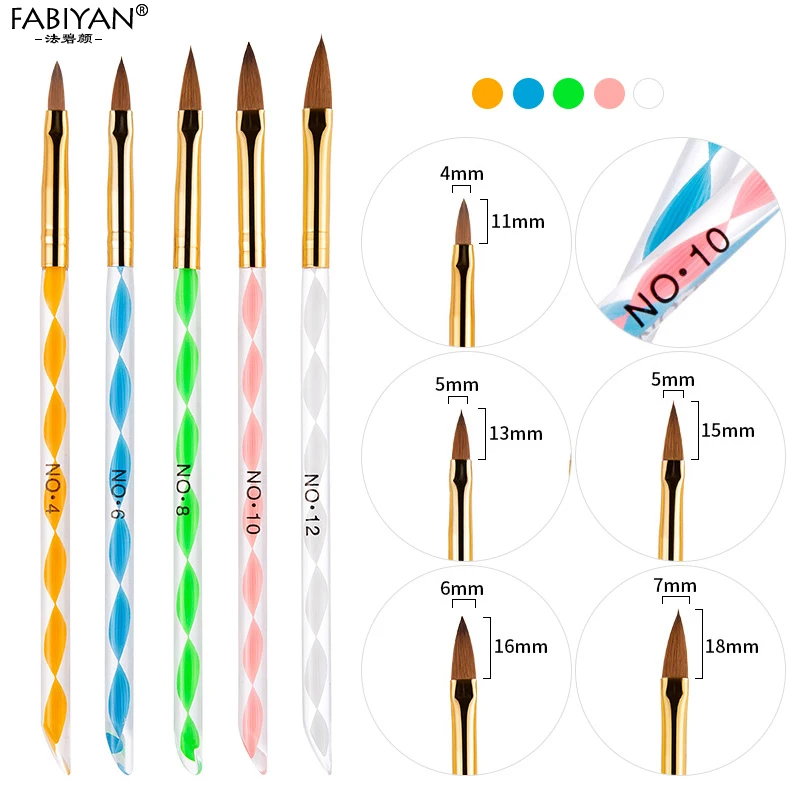 5 шт./компл. 11/13/15/17/19 мм ногтей кисточка кристаллами, набор для гель покраска нажмите с силой так ручка резьба маникюрный ногти салон Инструменты