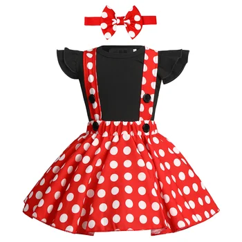

Cute Baby Girl Clothes Set Minnie Dress Cake Smash Outfit Girl Baby Birthday Clothes Suspender Girls Clothes for Photo Shoot