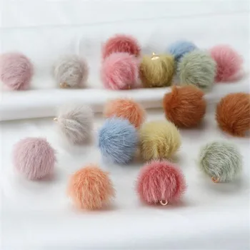 

10pcs/lot 15mm Imitation Mink plush ball Pendant Earring Charms Connector Diy Earrings For Jewelry Making Materials