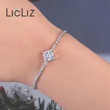 LicLiz модные уникальные маленькие квадратные регулируемые браслеты с подвесками для женщин круглые циркониевые белые золотые ювелирные изделия с цепочкой LUB0210