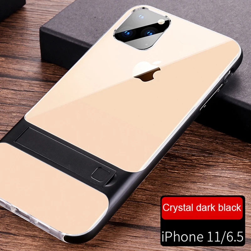 Чехол для телефона iPhone 11 Pro Max мягкий силиконовый чехол с кристальной подставкой