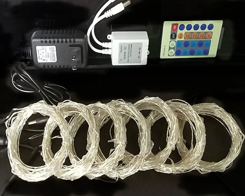 

12V10m100leds light string with silver plated copper wire,Christmas lamp with 24 key remote control, indoor and outdoor lighting