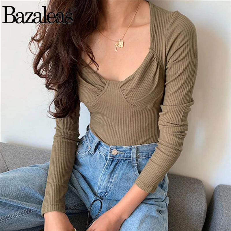 

Bazaleas Long Sleeve jumpsuit Slim jumpsuits for women 2019 rompers Fashion Basic Women bodysuit Playsuits Drop shipping