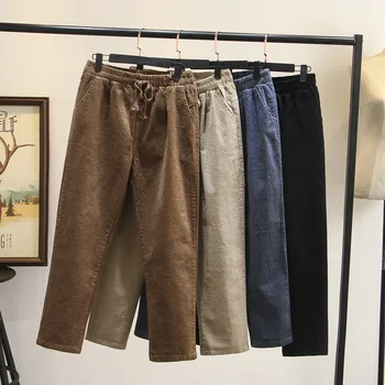 

2019 Autumn Clothes Increase Code Leisure Women's Wear 200 Jin Fat Sister Corduroy Feet Radish Pants Tide 2758