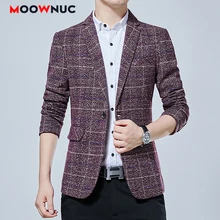 Осенние новые мужские спортивные пиджаки, Умные повседневные Костюмы для шаферов, Осенние облегающие модные пальто, свадебные Брендовые мужские костюмы MOOWNUC