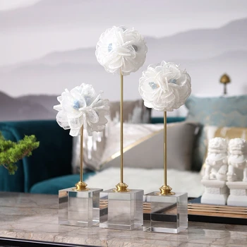 

Luxurious Crystal Flower Statue Room Embellishment Decor K9 Crystal Craft Hobby Adornment Home Decoration Accessories Gifts
