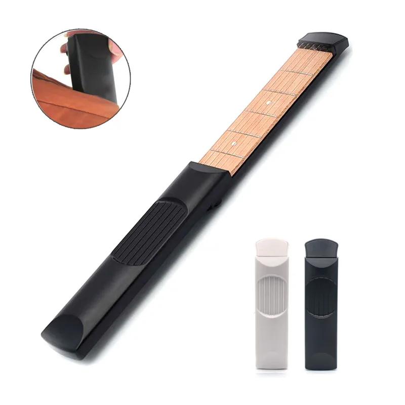 

Portable Pocket Guitar 6 Fret Model Wooden Practice 6 Strings Guitar Trainer Tool Gadget For Beginners