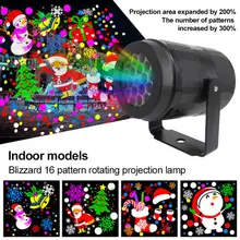 Lampe projecteur de noël haute définition, éclairage d'intérieur à 16 motifs, Blizzard de noël, fête d'anniversaire, éclairage de vacances