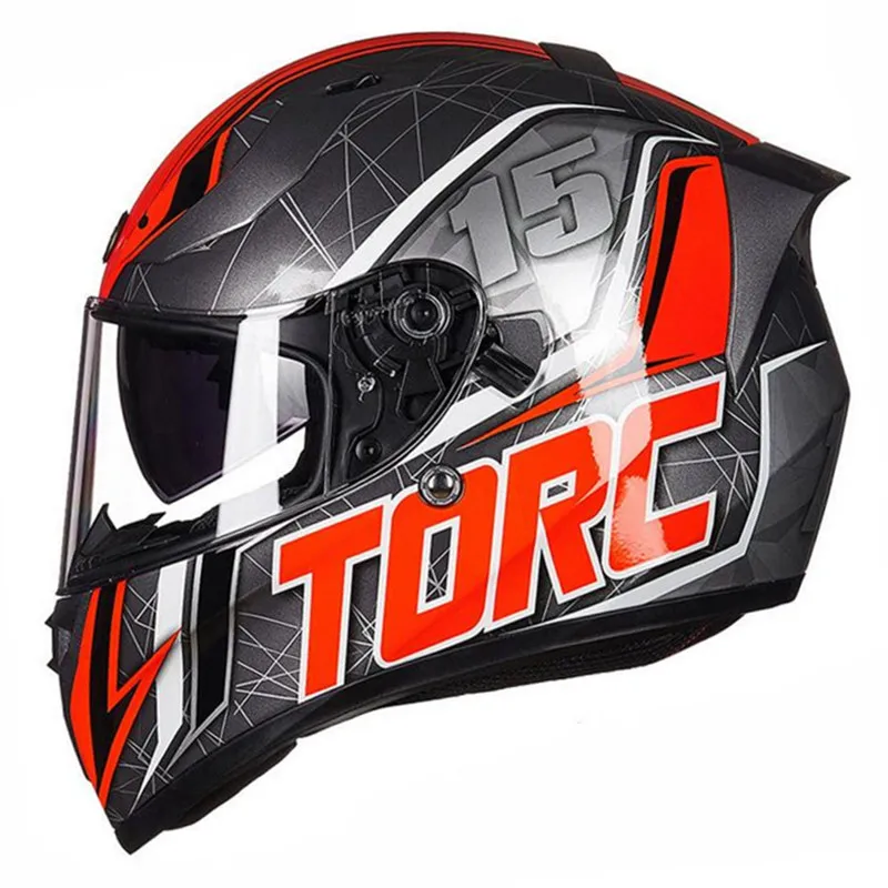 TORC Новое поступление T18 полный шлем для мотоциклистов мужские и женские Casco moto винтажный шлем с двойными линзами capacetes de moto ciclista - Цвет: Gray Brand