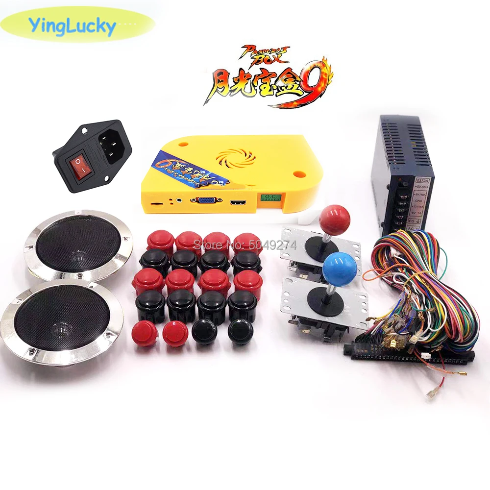 

Pandora box 9D 2222 in 1 arcade version jamma game board HDMI VGA DIY arcade ktis with joystick black cap buttons speakers locks