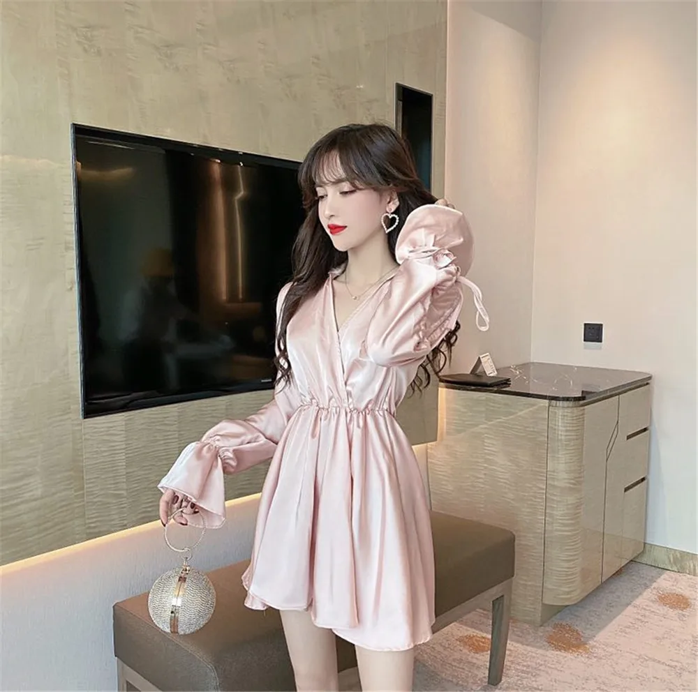 Sexy Lady Goddess Smoothie Blouse High Waist Long Version Flare Sleeve Shirt Women Top Chemise Femme Chemisier Blusa Mujer