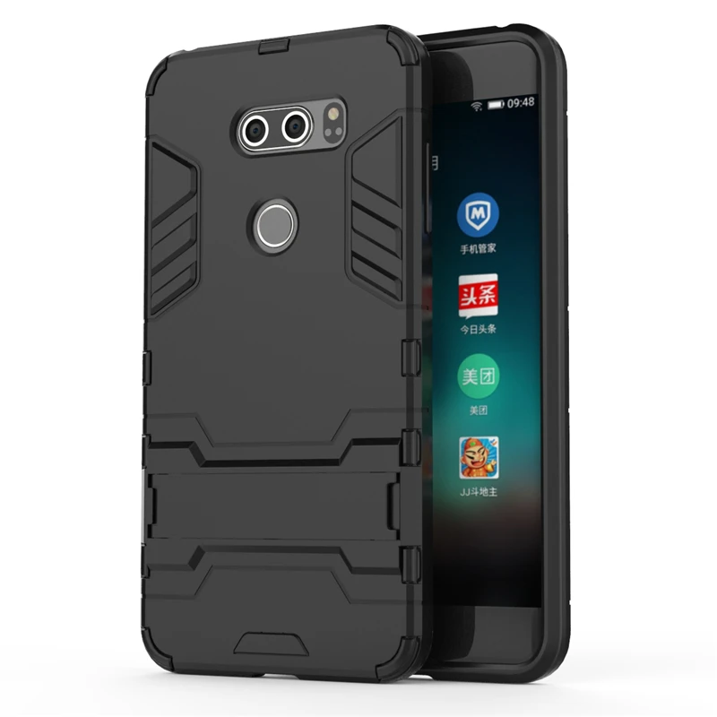 Black Защитный противоударный жесткий чехол yuhashi с подставкой для LG V30, защитный чехол с держателем для задней панели телефона, чехол-Бампер для LG V30 - Цвет: Black