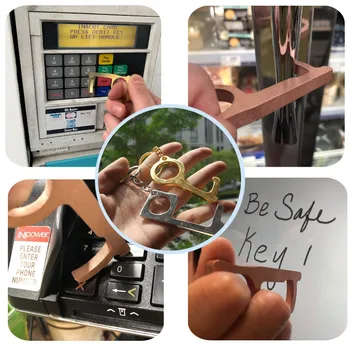 

20Pcs Portable EDC Door Open Keychain Keychain Non Contact Stylus Elevator Button Contactless Tool No Touch Hygiene Hand Safety