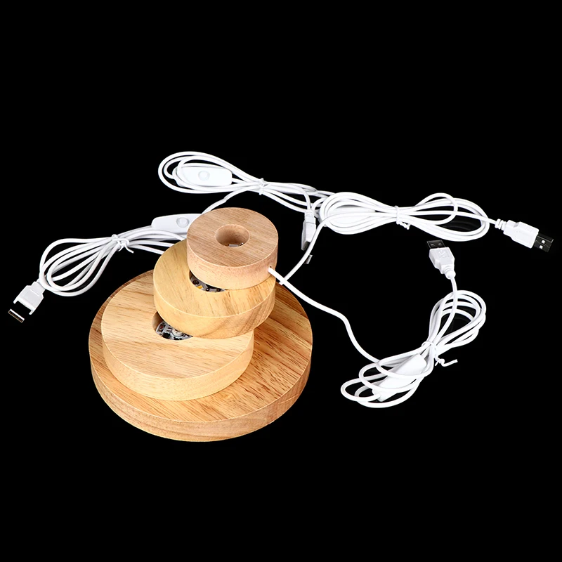 Smart Home New Wood Light Base Rechargeable Wooden LED Light Rotating Display Stand