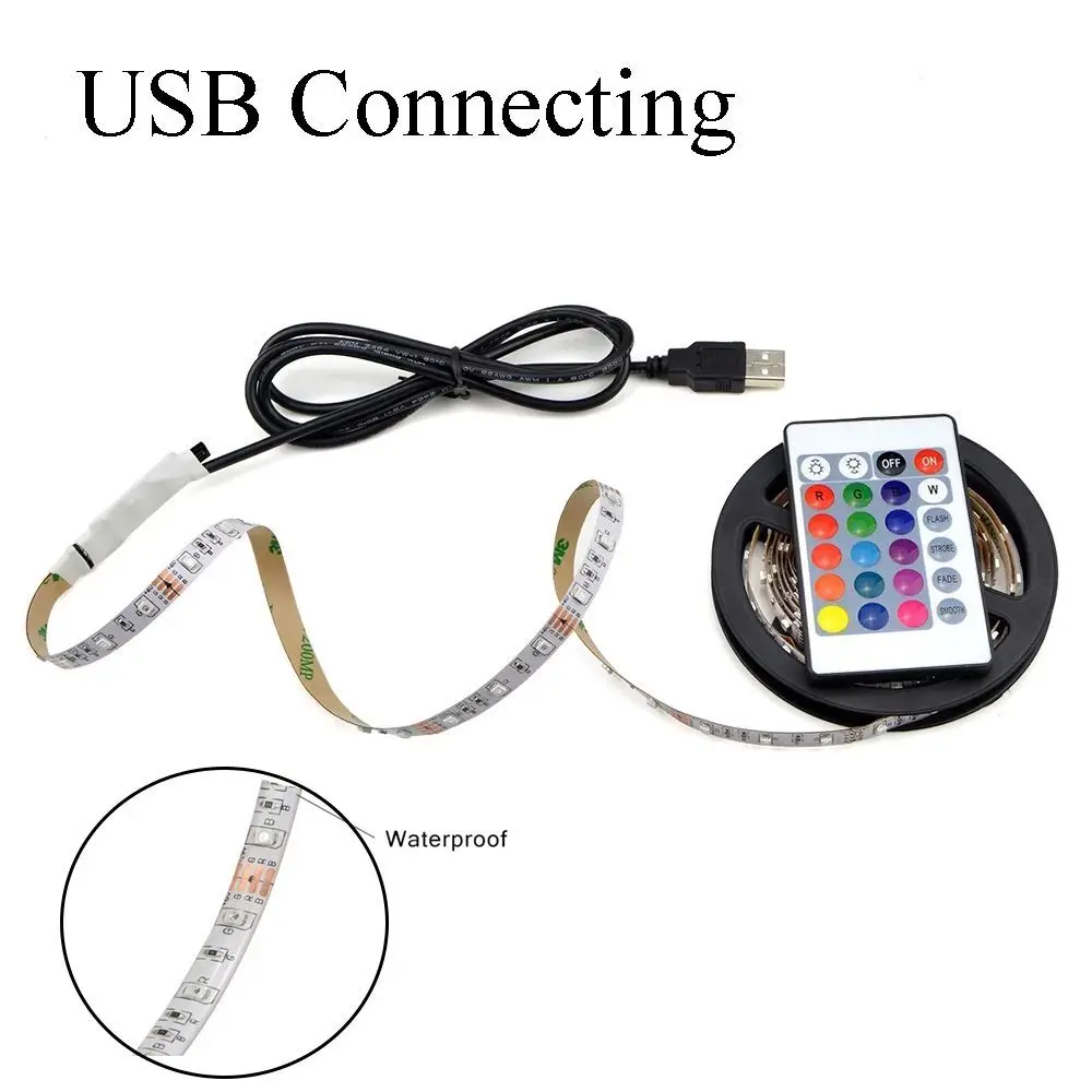 USB Светодиодные ленты лампы 5050 цвет RGB 5V IP65 водонепроницаемый светильник со светодиодной подсветкой из 30 светильник usb-интерфейс 5 метров