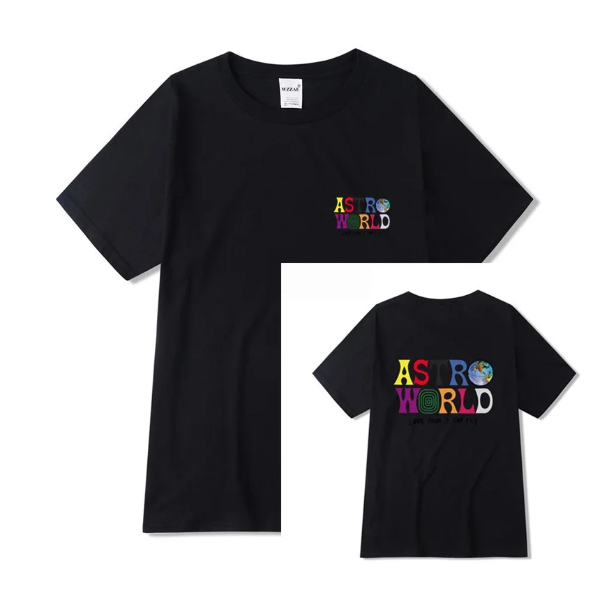 Новая мода футболка мужская хип-хоп Для женщин Трэвиса Скотта ASTROWORLD футболки Harajuku WISH YOU WERE HERE буквенный принт Футболки-топы