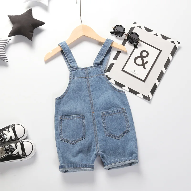 

Shorts New Style Baby Suspender Pants Jeans Capris Small CHILDREN'S One-piece BOY'S 19 Summer Infants Blue Cropped Trousers