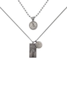 

Hip Hop Ins FF Fengfan Same LOGO Pattern Round Pendant Necklace Metal Round Beads Stacking Suit Necklaces Female Male Jewelry