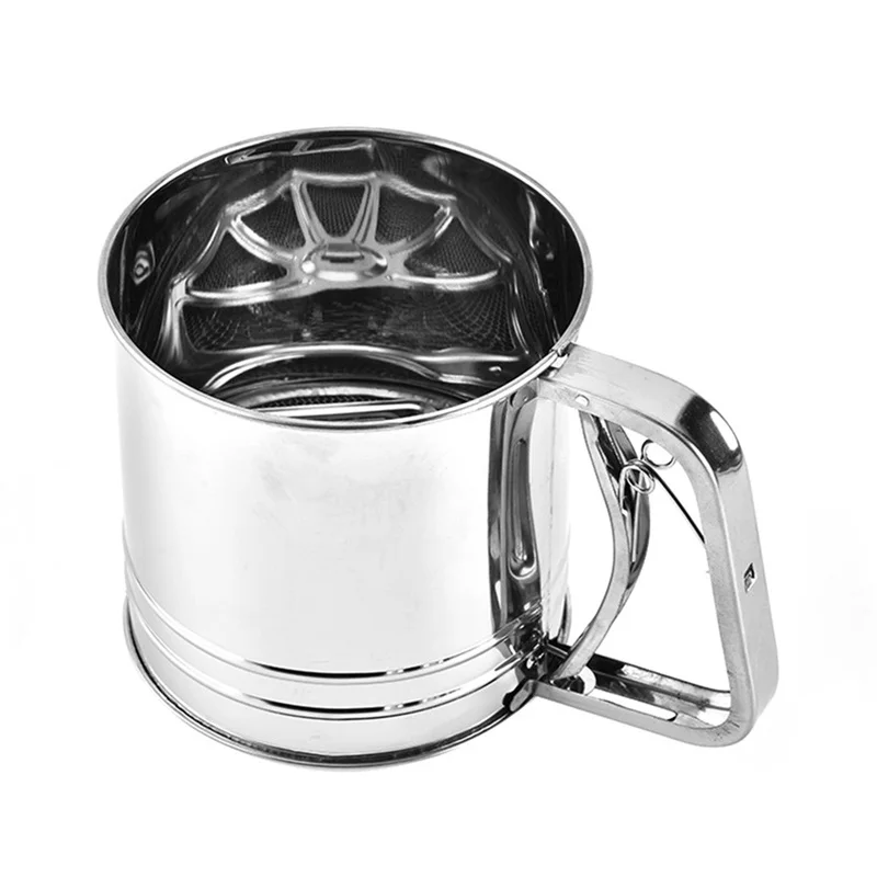 Инструменты для торта полуавтоматическая нержавеющая сталь Мука сито ручной чашки Стиль выпечки оборудование ручной быстрый фильтр