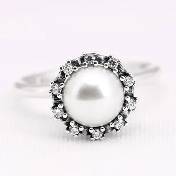 

Original Everlasting Grace Pearl With Crystal Rings For Women 925 Sterling Silver Ring Wedding Party Gift Fine Jewelry