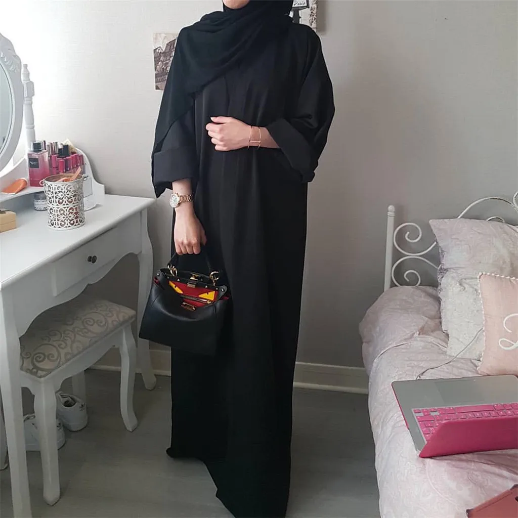 KLV Abayas женская мусульманская одежда однотонные модные бандажные платья Хиджаб Макси мусульманское длинное платье для девочки Бангладеш Дубай, Турция Халат