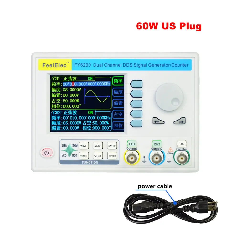 

FY6200 Embedded Panel Singal Generator DDS Dual-channel Function Generator 60M Waveform Frequency Generator Sale