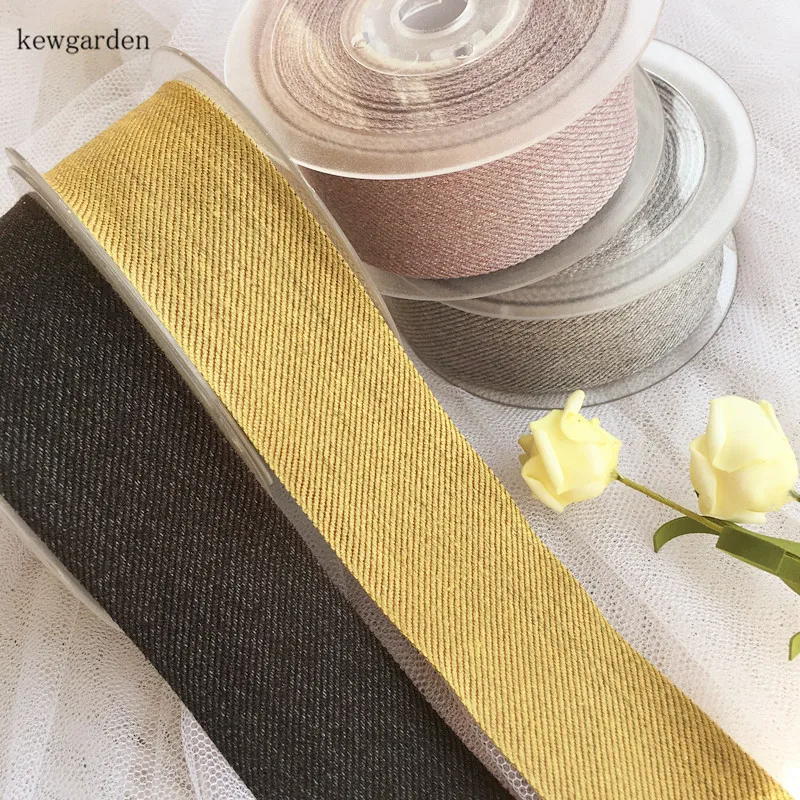 Kewgarden Twill Polyester Cotton Wool Ribbons 1.5" 1" 25mm 38mm Diy Bow
