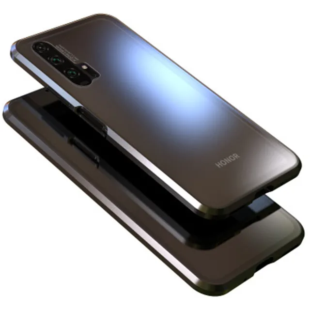 Black Чехол для huawei honor 20 pro, двойное стекло в рамке, Магнитный чехол king, чехол для honor 20, Магнитный чехол все включено - Color: Black