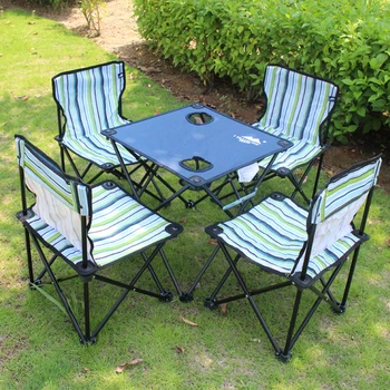 

Ultra-Light Outdoor Beach Portable Folding Tables and Chairs Set BBQ Traveling by Car Camping Table Four Chair Leisure Suit