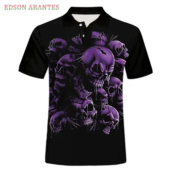 

Men's Stylish Purple skull 3D Printed Graphic Polo Shirt Short Sleeve Polo Shirt Casual Fashion ugly Print Tops Tees Funny Polo