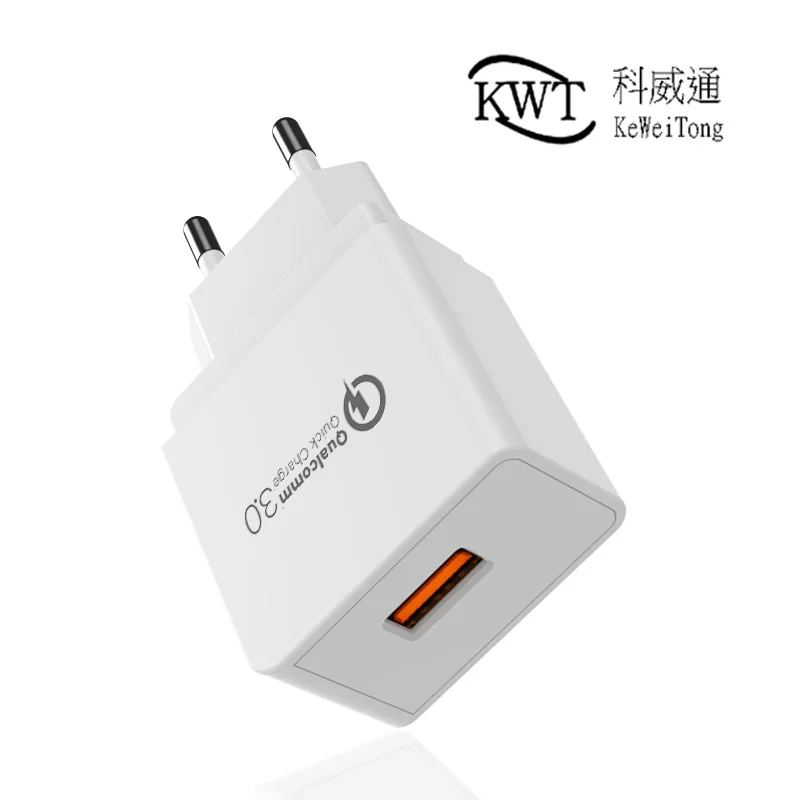 

Korean Regulatory Qc3. 0 Mobile Phone Charger EU Plug Flash Charge USB Stand-up 5v9v12v High Pass KC Certification Charging Plug