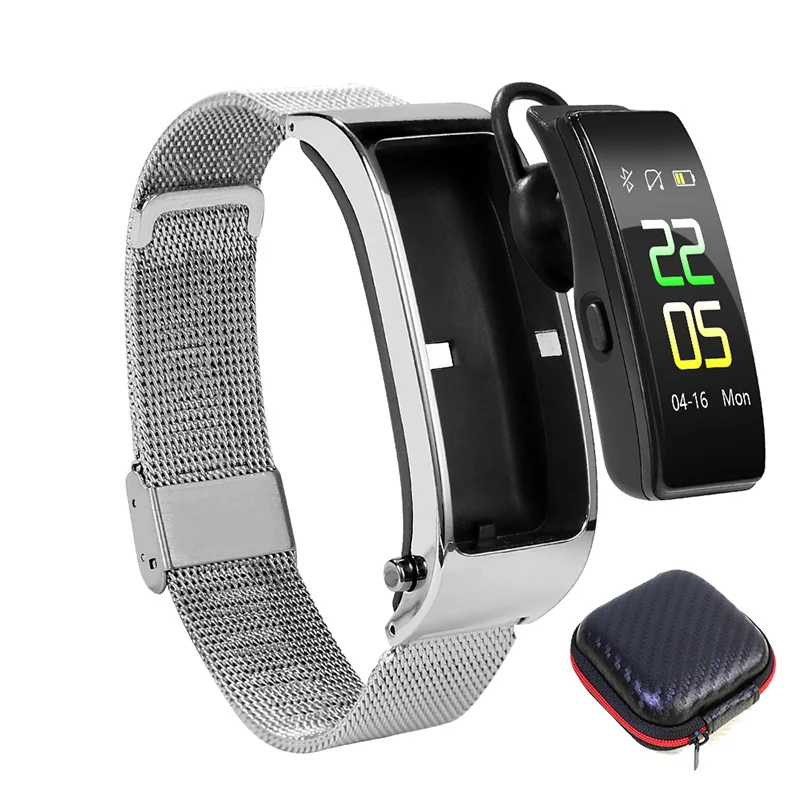 Bluetooth беспроводные наушники Y5 Смарт-часы гарнитура с пульсометром браслет монитор артериального давления Шагомер Смарт-браслет - Цвет: Silver box