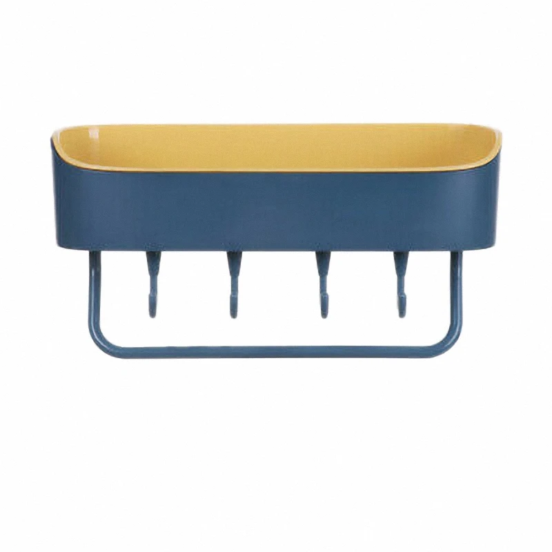 Navy blue 1Pcs Punch-Free Plastic Shelf Bathroom Accessories Shower Gel Shelf Shampoo Holder - Color: Navy blue