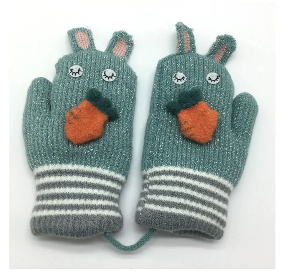 RUINPOP/ милые зимние вязаные перчатки для мальчиков и девочек, модные дизайнерские вязаные перчатки, варежки, детские мягкие тёплые перчатки