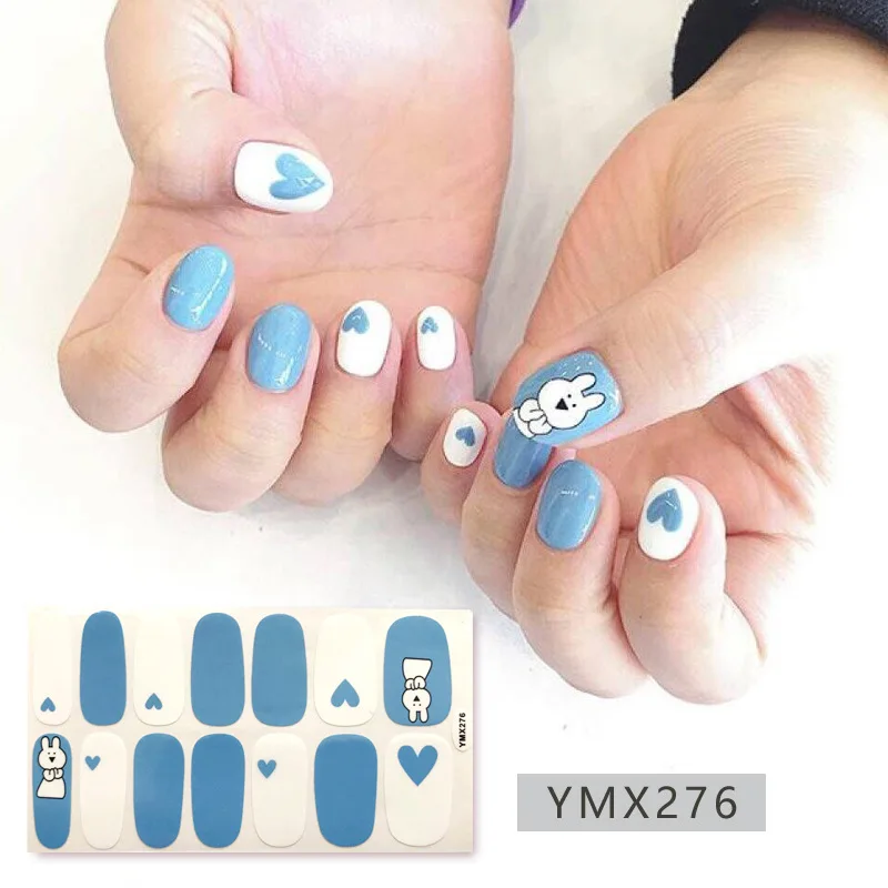 14 насадок/набор полное покрытие наклейки для ногтей s Обертывания DIY наклейки для нейл-арта простые наклейки s самоклеющиеся наклейки для ногтей розовый белый черный зеленый