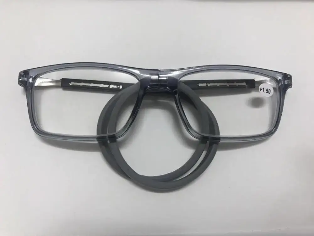 GLAUSA, магнитная круглая квадратная оправа, Холтер, очки для чтения, для женщин и мужчин, портативные Висячие на шее, очки для пресбиопии, очки для пожилых - Цвет оправы: Square Gray