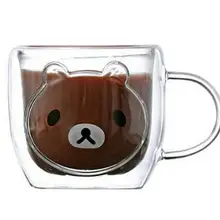 Термостойкая Стекло двойная чашка 3D 2-х уровневые и рисунком милой панды медведь инновационные пива простой бытовой ремень напиток чашки для молока кофе AQ320